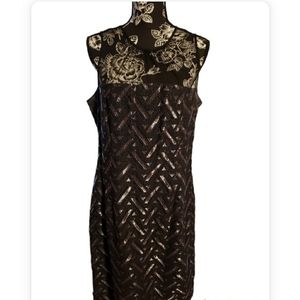 Sheer top Black and silver dress. Sz 16